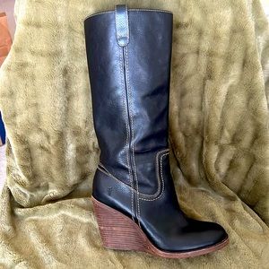 FRYE Caroline Campus Black Leather Boots Size 9M